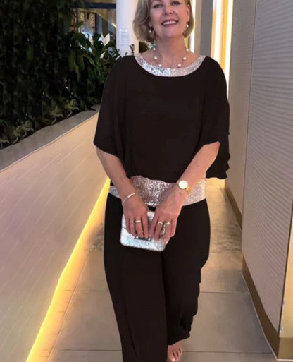 🌸Novo conjunto elegante de duas peças com glitter e cores bloqueadas