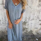 💕What should I wear tomorrow?💕Women's Loose V-neck cotton linen dress
