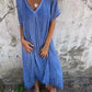 💕What should I wear tomorrow?💕Women's Loose V-neck cotton linen dress
