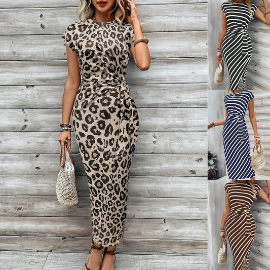 Women's Striped Tie Waist Dress